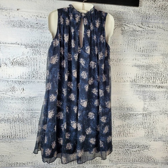 Joie Baltic Print Swing Mini Casual Ruffled Neckline Dress Size Extra Small New - Picture 5 of 11